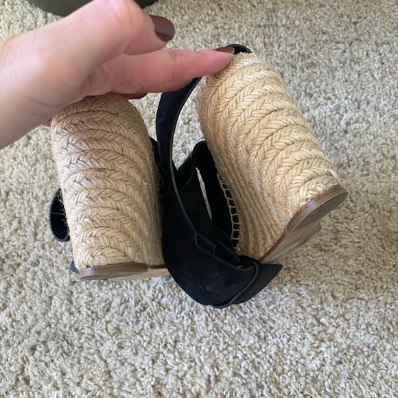 Celine Paris Women’s Espadrille Wedge Heeled Sandals in Black Suede Size 40 - Picture 8 of 8